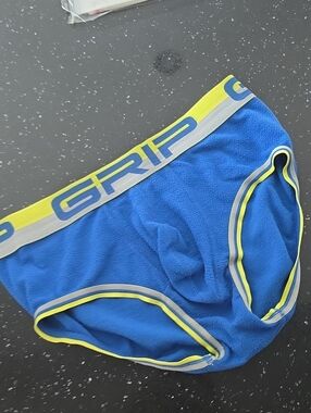GRIP Men's Athletic Briefs in Blue with Neon Yellow Trim